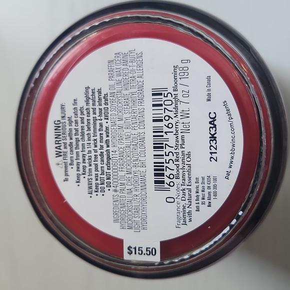 Bath & Body Works Fall Candles (2)- Pumpkin Spice Latte, Vampire Blood - Picture 5 of 10